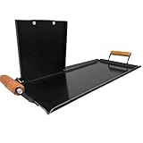 Chapa para Lanches em Aço Carbono 60x30 cm com Cabo de Madeira Ideal para Fogão Churrasqueira Fogareiro e Queima do Alho Espessura 2 mm Resistente e Pronta para Uso