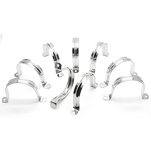 Jersvimc 10Pcs 3 Inch Stainless Steel Large Conduit Clamps, Two Hole Strap U Bracket Rigid Pipe Strap Metal U Clamp Conduit Strap Tension Clips U-tube Clamp Heavy Duty