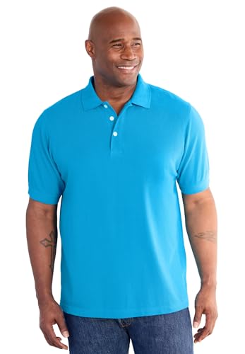 KingSize Shrink-Less Classic Cotton Polo Shirt Electric Turquoise
