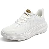 Larwen Women Casual Walking Shoes: Cushioned & Anti-Slip for Daily Commute - Lightweight & Breathable for All-Day Comfort - Women Ages 25-50 White