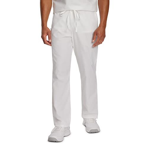 Landau Scrub Zone Unisex Relaxed Fit 2-Pocket Drawstring Cargo Scrub Pants 85221 White
