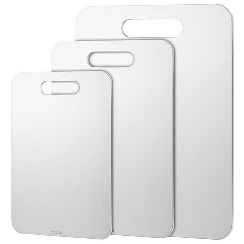 Yaocom YAOCOM-CUTTING BOARD-24 3 Pcs 9"X13.4", 7.87"X11.8", 6 Inchx9.5 Inch Stainless Steel Cutting Board For Kitchen 304 Steel Chopping Boards For Kitchen Dishwasher Safe Metal Cutting Board Set cover