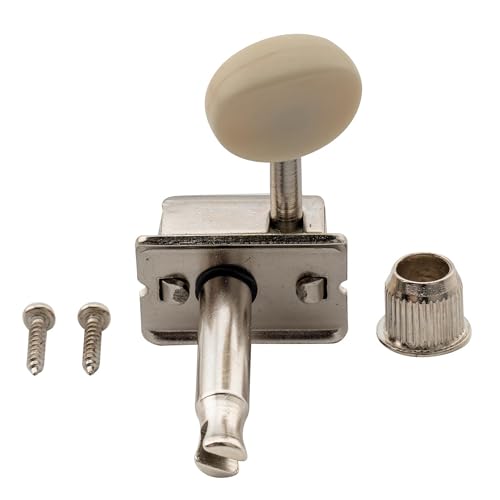 Image of Musiclily Pro Vintage 6-in-Line Guitar Tuners Split Shaft Machine Heads Tuning Pegs Keys Set for Squier Classic Vibe Fender Strat /Tele Style, Nickel with Off White Button | Nickel Color, Machine Heads Tuning Pegs Keys Set, for Squier Classic Vibe Fender Strat /Tele Style Guitar