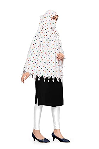 Image of SIXSIGMA Cotton Long Scarf Cum Mask scarves Usable for vehicle Driver | White Printed Design | Universal Size | For Girl & Women | Breathable Sun Protection Light Weight