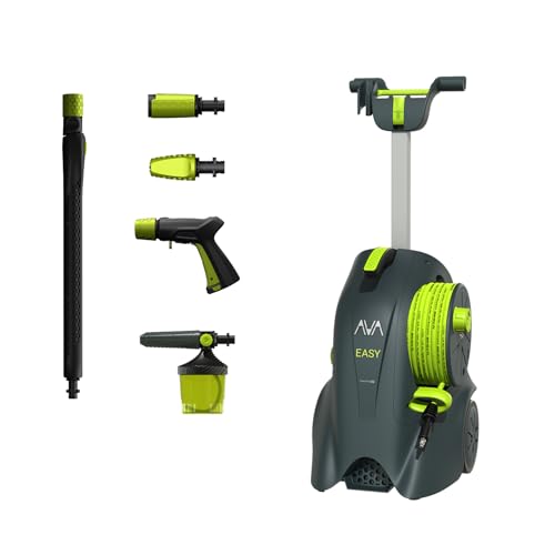 AVA Easy P50 Hochdruckreiniger L, 130 Bar 420 LPH 1800 W, Flächenreiniger, inkl. Premium-Schaumkanone, 12 m Flexi-Schlauch & Zoomlanze, Variodüse & Turbodüse