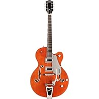 Gretsch Hollow Body Guitars Single Cutaway Laminated maple body Top: arched maple laminate Scale: 24.6 inches (625 mm) FT-5E Filter'Tron Pickup Nickel Hardware Tuner: vintage style open back Colour: Orange Stain
