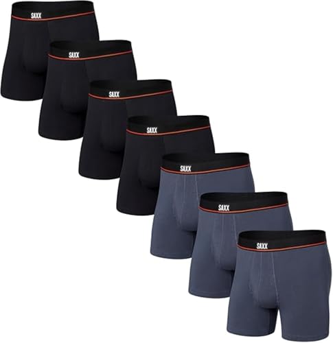 SAXX Underwear Co. Men's Underwear With Pouch Non-Stop Stretch Cotton Boxer Brief Fly 7Pack