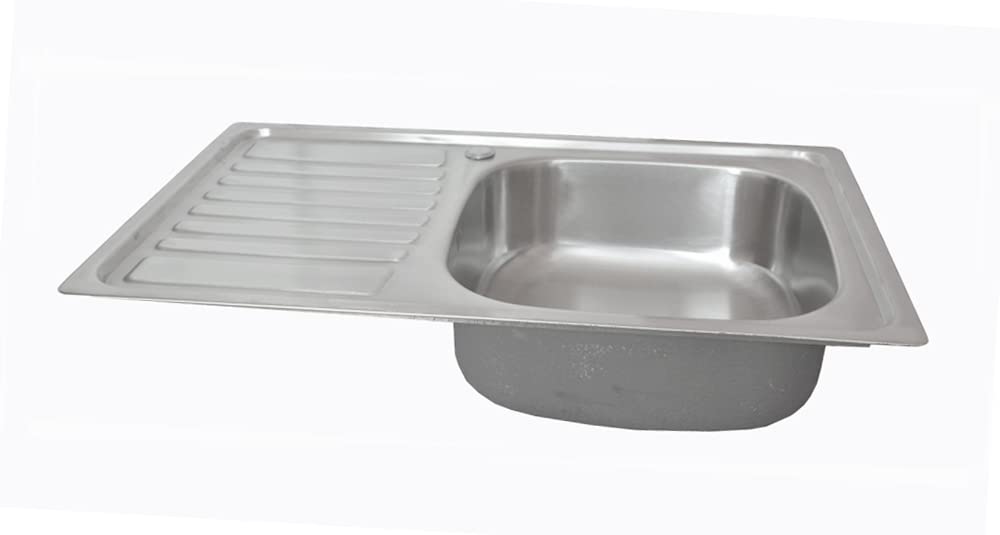Fregadero de cocina de acero inoxidable 304 de 0,8 mm,Fregadero empotrado 1 seno 80 x 50 x20cm,pequeña rectangular (Escurridor a la izquierda)