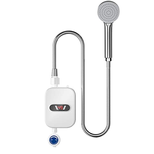 Pequeño Calentador Eléctrico De Agua | Calentador De Agua Termostático de 3500W | Ducha de Calentador Instantáneo, con pantalla LCD y cabezal de ducha, calentamiento rápido