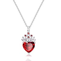 Algopix Similar Product 17 - Red Heart Golden Crown Necklace