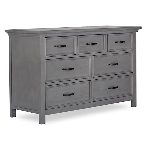 Image of Evolur Belmar Double Dresser in Rustic Grey, Comes Assembled, Included Anti-Tip Kit, Seven Spacious Drawers, Dresser for Nursery, Bedroom, Wooden Nursery Furniture