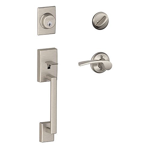 Image of SCHLAGE Century Single Cylinder Handleset and Right Hand Merano Lever, Satin Nickel (F60 CEN 619 MER RH)