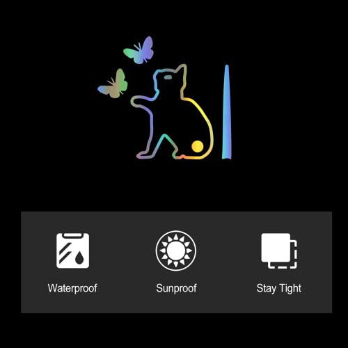 Iprokiu Lovely Cat And Butterfly Animal Car Sticker Funny Cat Moving Tail Waving Wiper Sticker Rear Window Wiper Decal Windshield Wiper Sticker Vinyl Decal For Car Truck Laptop Wall (Dazzle Color) #TOP5