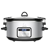 Complete Cuisine CC-6300PG-SS Digital 6-Quart Oval Slow Cooker with Locking Lid and Stainless Steel Exterior