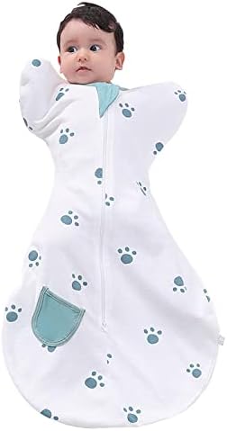 ZIGJOY Baby Swaddle Transition Sleeping Bag with Arms Up Cotton Baby Wearable Blanket with 2-Way Zipper Lightweight Newborn Swaddle for 3-6 Months Boy Girl Infant Coral