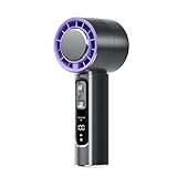 ENYBATK Ventilador de mano portátil, mini ventilador turbo ajustable de velocidad (1-100), ventilador personal recargable de batería de 4000 mAh, pantalla digital iluminada de luz de 3 velocidades