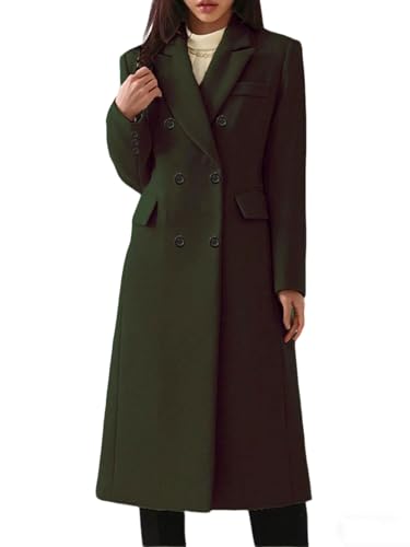 utcoco Women's Double Breasted Long Wool Coat Elegant Tailored Trench Coat 2025 Fall Winter Outwear