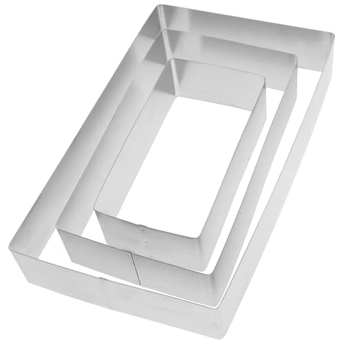 Cabilock Moule Rectangulaire À Pâtisserie En Acier Inoxydable 25X15X4.5Cm Set De 3 Moules Extensibles Pour Gâteau Mousse Tiramisu Fromage Accessoires Cuisine Maison