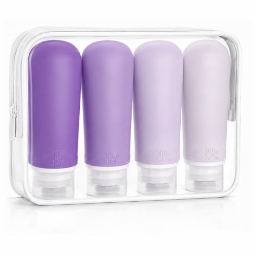 Image of INSFIT Travel Bottles for Toiletries, TSA Approved 3oz Travel Size Containers, BPA Free Leak Proof Squeezable Silicone Tubes for Shampoo Conditioner Lotion Body Wash with Labels