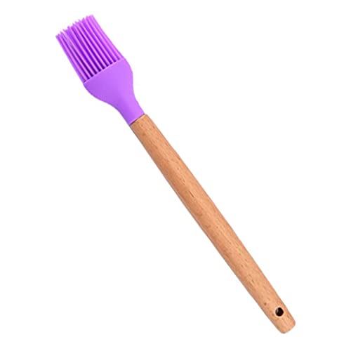 BRIIEC 1pc Purple Silicone Pastry Brush, Heat Resistant Basting Brush Set with Wooden Handle, Cooking Utensils, Perfect for Sauce Butter Oil, BBQ Grill Baking Kitchen Cooking