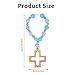 Cross Baptism Silicone Rosary, Blue Flower Beads Baby Rosary Teether with Wooden Cross for Baby Shower Christian Communion Party Kids First Gifts