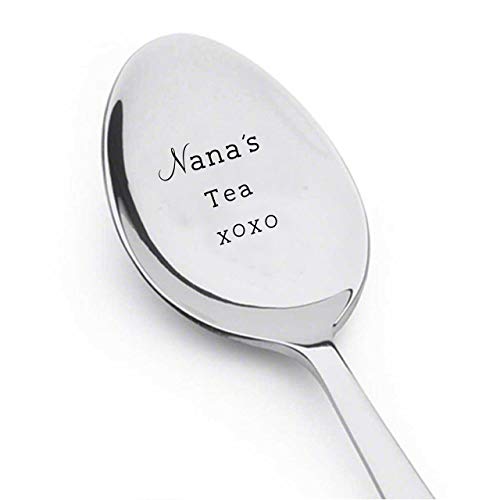 Nana's Tea Xoxo Engraved Coffee Spoon Gift For Grandma Unique Spoon gift Coffee Lovers Gift Idea Flatware Trendy Spoon Vintage Silverware Silver Plated Mother's Day Gift