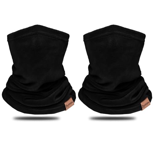 Dymex 2 PCS Kids Neck Warmer Gaiter Winter Fleece Neck Cover Balaclava Windproof Face Cover Mask for Ski Motorcycle (Black/Black, 2)