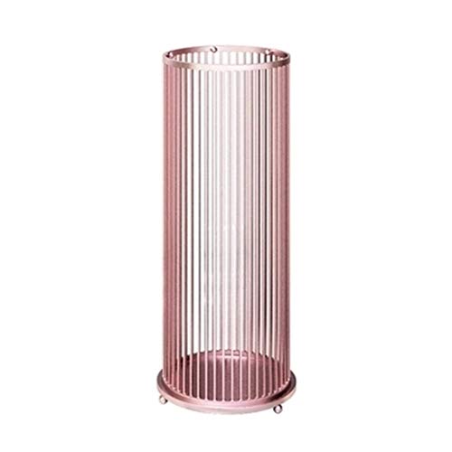 Sywlwxkq Umbrella Stand Rack,Umbrella Stand Light Iron,Long and Short Umbrella Storage Bucket,Hollow Umbrella Drain Stand,Pink