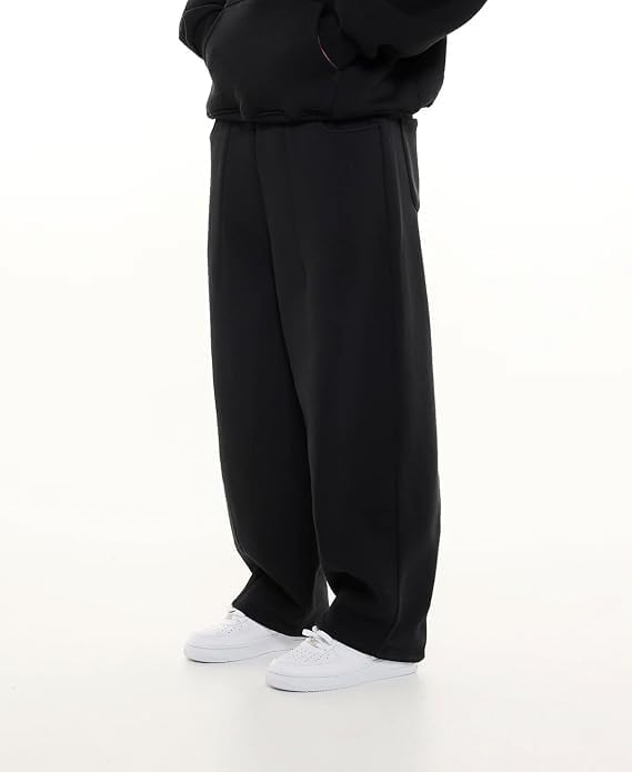 Image of Men's 320 GSM Heavyweight Baggy Track Pants | Oversized Fleece Joggers | Relaxed Fit Sweatpants with Deep Side Pockets | Winter Casual Lounge Wear