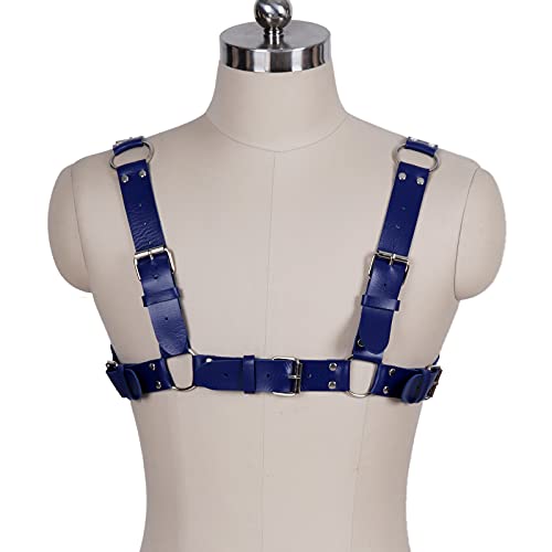New Men's Leather Body Chest Harness Belt Halter Neck With Double-Shoulder Cage Adjustable Strap with O Ring2
