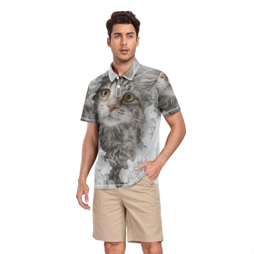 Polo pour homme respirant à manches courtes col classique motif marbre 3D ICY Wall