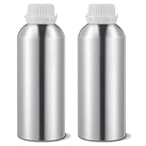 Singhoow 2 Pack Aluminum Bottles 1100 ml High-purity Brushed Aluminum for Hazardous Chemical Transport with Tamper Evident Caps & Ldpe Plugs for Essential Oils & Solvents
