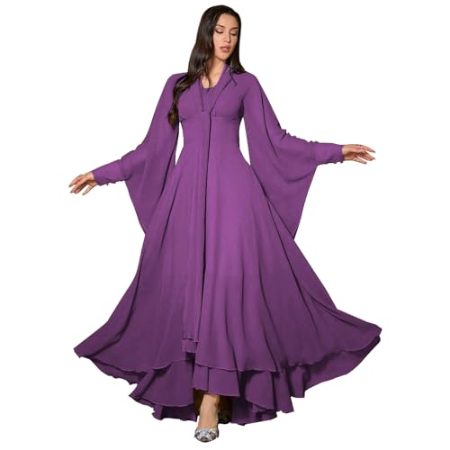 Image of TOLEEN Summer Floral Dresses for Women Long Sleeve Casual Style Beach Swing Dresses
