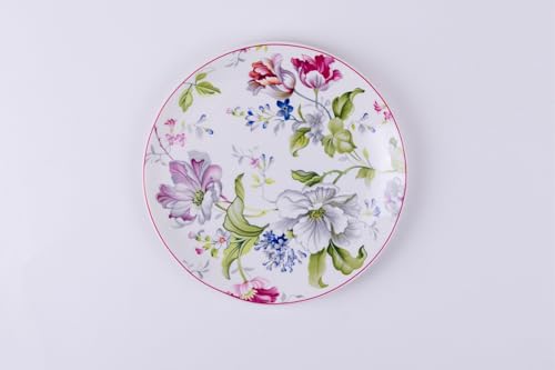 GOLDEN QUEEN'S Snack Plates Set of 4 | Perfect for Snacks, Desserts, Appetizers, Salads, Tapas, Cheese | 7 inches Wide | Microwave Safe (Garden Splendor)