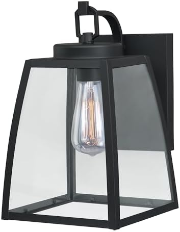 VAXCEL Granville 13 in. H 1-Light Oil Burnished Bronze Transitional Outdoor Wall Sconce Made of Durable Steel, Clear Glass Shade, LED Compatible, Use for Exterior Porch Patio Front Door or Garage