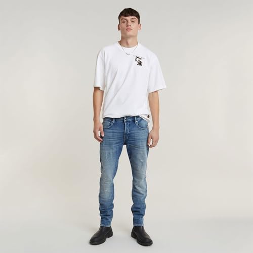 G-Star Raw Men's 3301 Straight-Fit Jean in Vant Stretch Denim, Sun Faded Blue Donau Restored 51001-d441-g644, 28W x 32L4