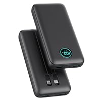 Power Bank USB C mit Kabel 26800mAh, PD 25W QC4.0 Schnellladung Powerbank, 5 Ausgängen Externe Handyakkus Tragbares Ladegerät mit LED Display Kompatibel mit iPhone 17/16/15, Samsung (Schwarz)