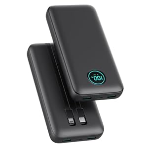 Portable Charger 40,800mAh Power Bank, 25W PD QC 4.0 Fast Charging Portable Phone Charger with Built-in Cables,LCD Display USB C Battery Pack Compatible with iPhone 16/15/14,Android Samsung (Black)