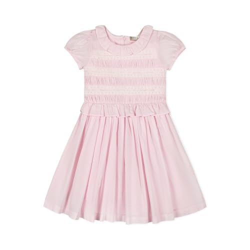 Hope & Henry Girls Girls' Organic Puff Sleeve Smocked Party Dress with Ruffle Collar, 2T, Pale Pink