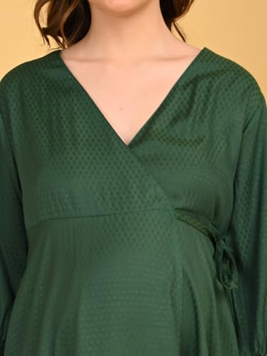 Image of The Mom Store Maternity and Nursing Wrap Dress for New Mom | Pre and Post Pregnancy Wear for Womens | Trendy Stylish Printed Friendly Dresses for Women | Comfortable