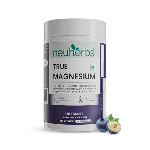 Image of Neuherbs Magnesium Bisglycinate Tablets 1600mg | Chelated High Absorption Form True Magnesium with Zinc & Vitamin C | Supports Sleep, Muscle Recovery & Joint Health | 120 Tablets