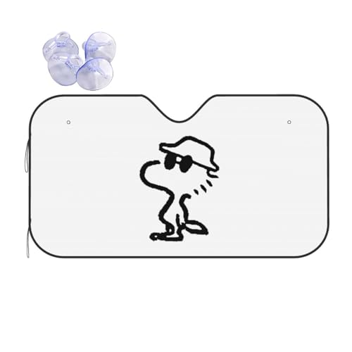 スヌーピー アニメカーサンシェードフロントカバー 簡単着脱プライバシー保護 吸盤付き簡単取り付け日よけ 対応s