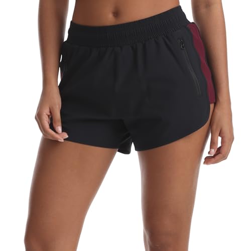 zsenoxaxi Running Shorts for Women Quick Dry Lightweight(Dark Black,S)