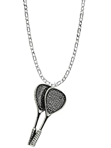 S12 Raquettes de squash Raquettes Pendentif en argent sterling 925 fait à la main Chaîne de 45,7 cm avec Prideindetails Boîte cadeau