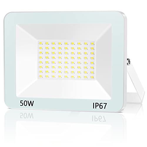 Projecteur LED Extérieur 50W, 5000LM IP67 étanche Superlumineux Projecteur Exterieur LED Spot LED Extérieur,7000K blanc froid Projecteur Exterieur pour cour,jardin,garage Cover