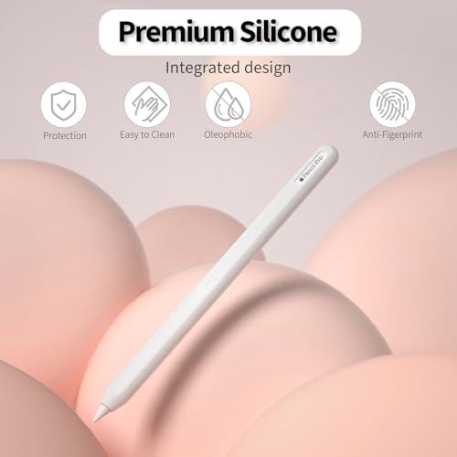 Image of Ultra Thin Protective Pencil Cover for Apple Pencil Pro &Apple Pencil 2nd Gen Silicone Case Sleeve Compatible with Apple Pencil Pro (White)