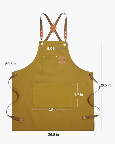 Image of Syntus Chef Apron for Men Women Kitchen Cooking Apron with Pockets, Adjustable Bib Aprons Stain Resistant