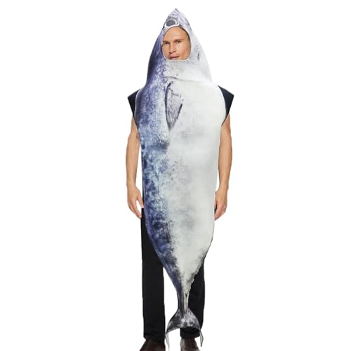 Generisch Erwachsenen Fisch Kostüm Lustig Realistisch Tier Verkleidung Halloween Fischkostüm für Erwachsene Festbekleidung für Rollenspiel Party Cosplay Maskerade Feste Veranstaltungen Halloween