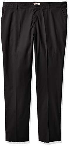 Dickies Women's Plus-Size Wrinkle Resistant Flat Front Twill Pant with Stain Finish, Black, 20W Unhemmed