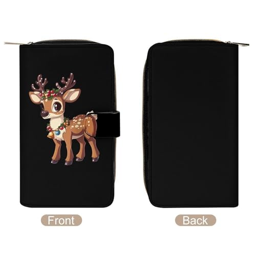Cute Christmas Reindeer Women's Wallets Leather Fold Clutch Wallet Credit Card Holder Ladies Travel Purse3